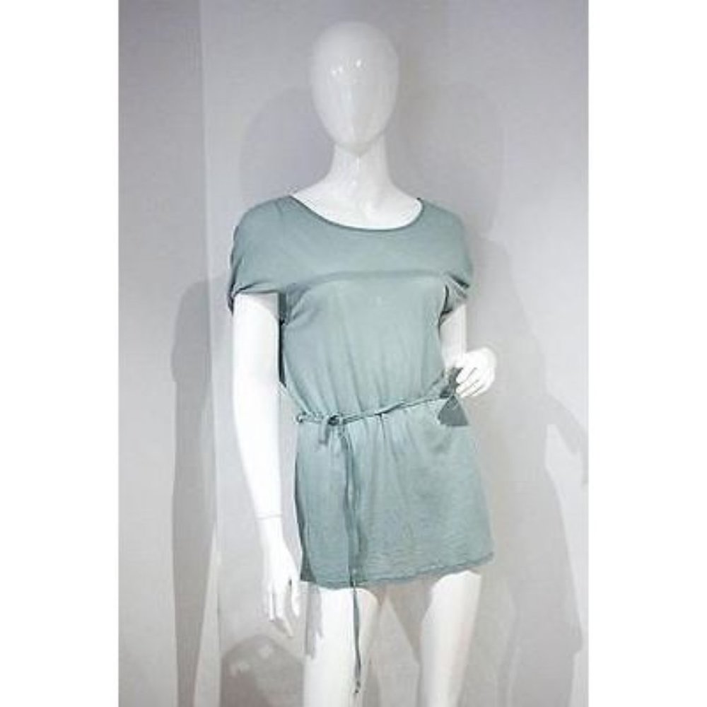 81 HOURS Sultry ALOE Top BELT Wast PALE GREEN Shirt SUPIMA Cotton ( S )